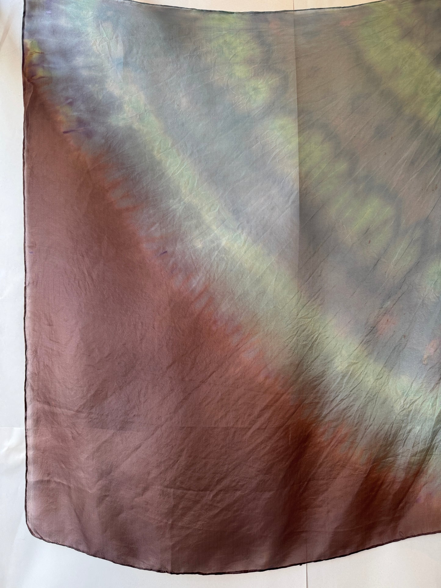 SLOW AND SOW SILK SCARF GREY AND BROWN