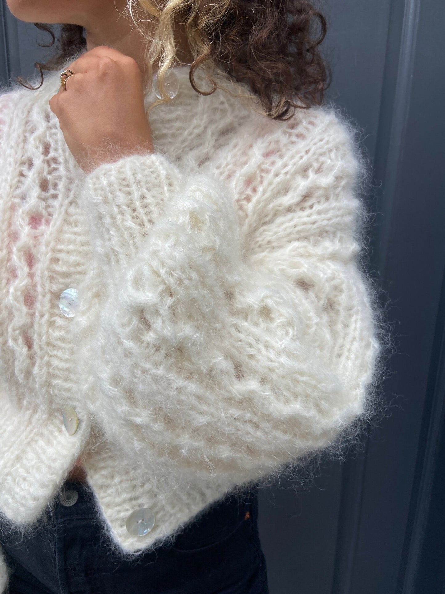 ROSEKUMO CHALK WHITE CARDIGAN