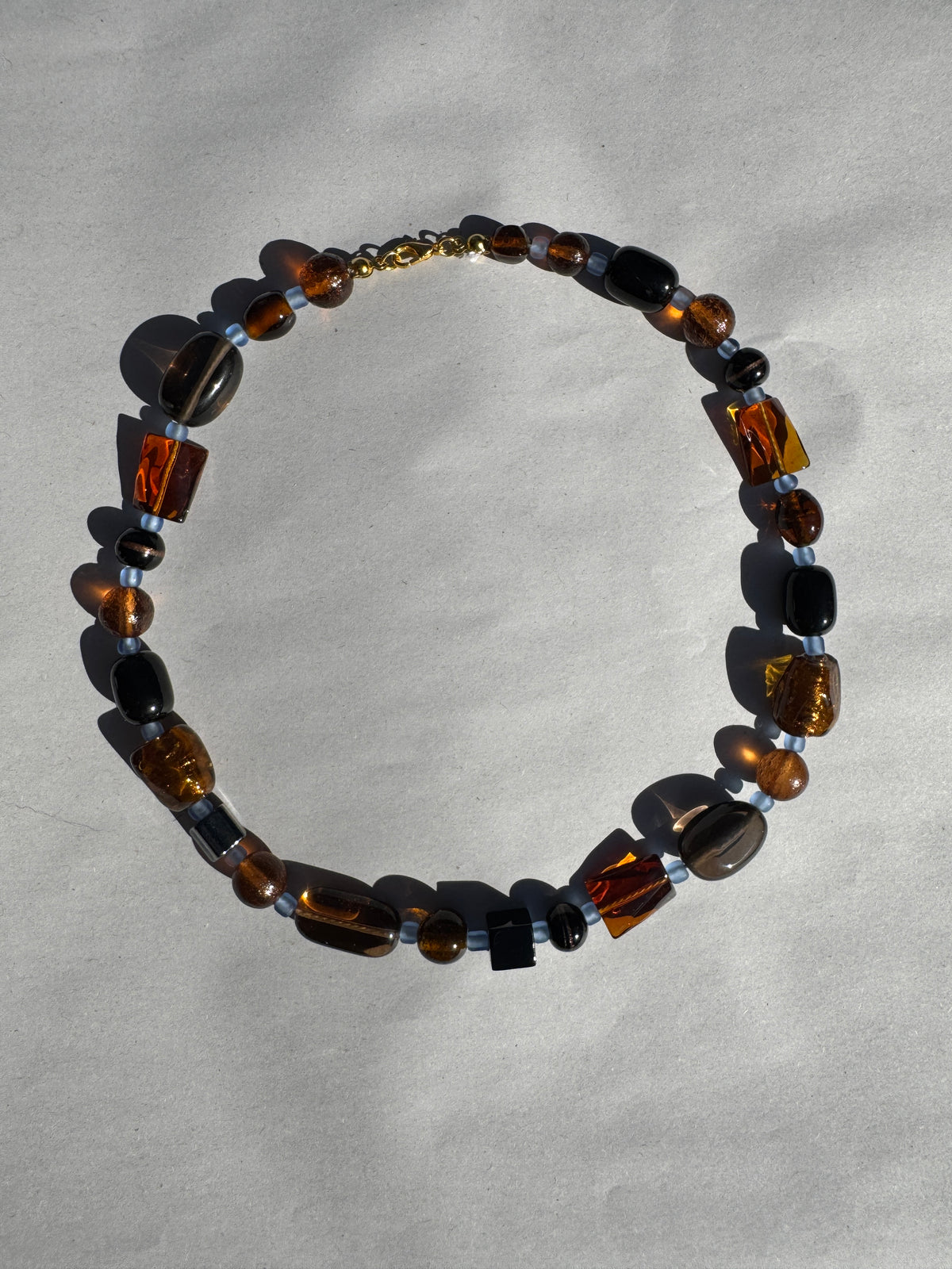 BEADING FOR PALESTINE CHUNKY NECKLACE BROWN