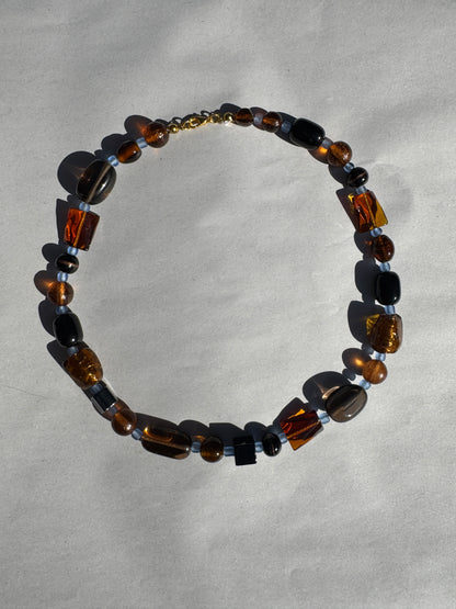 BEADING FOR PALESTINE CHUNKY NECKLACE BROWN