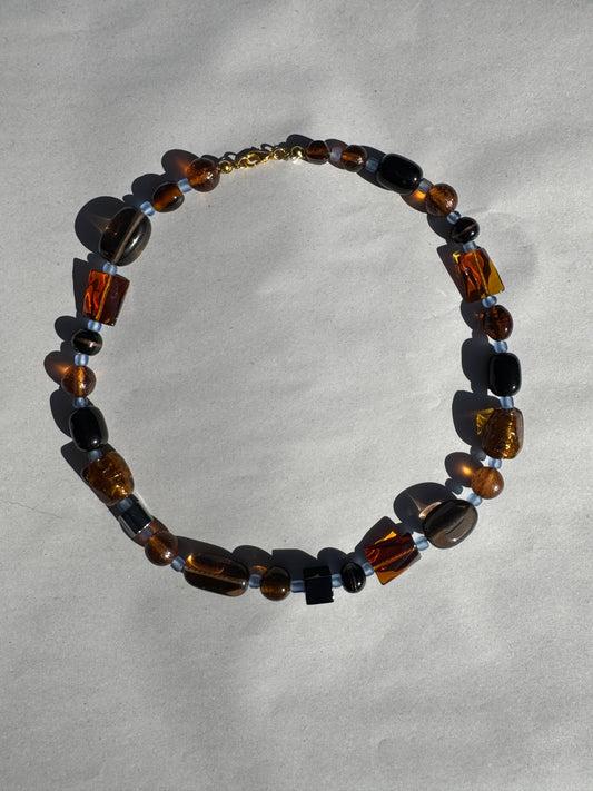 BEADING FOR PALESTINE CHUNKY NECKLACE BROWN