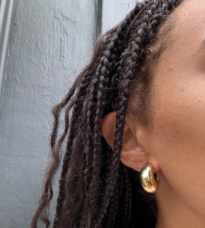SACROSANCT GOLD PLATED CHUNKY OVAL HOOP EARRINGS
