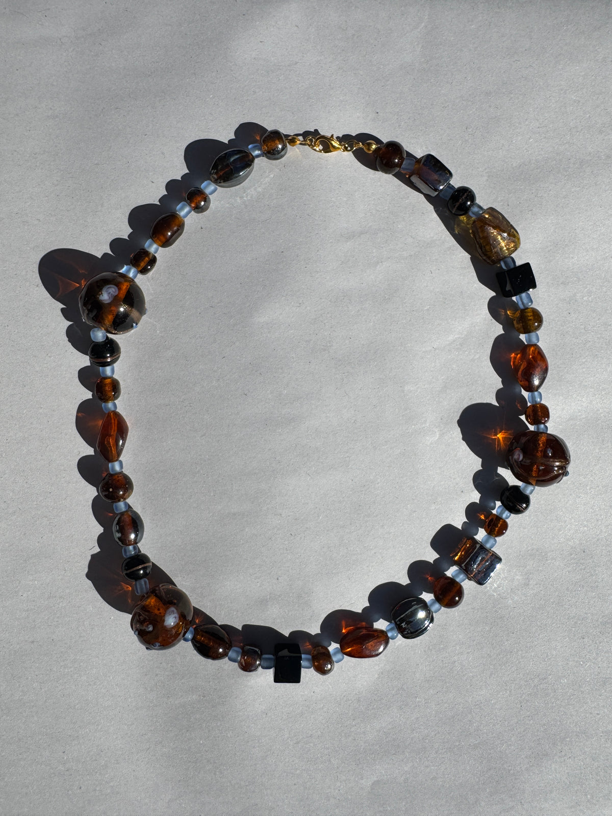 BEADING FOR PALESTINE CHUNKY NECKLACE BROWN