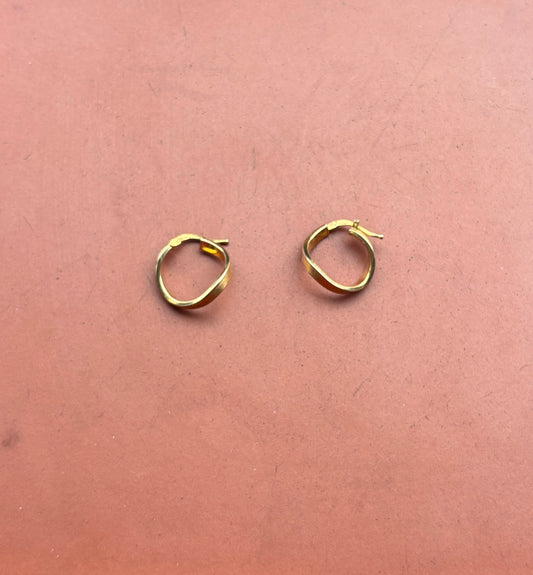 SANCROSANCT 9CT GOLD SCULPTURAL HOOP EARRINGS