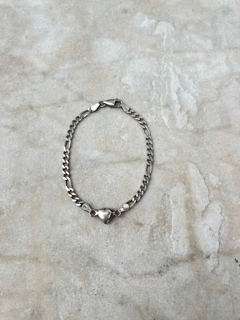 SACROSANCT CURB HEART BRACELET STERLING SILVER