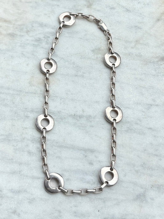 SANCROSANCT 925 SILVER CIRCLE LINK CHAIN NECKLACE