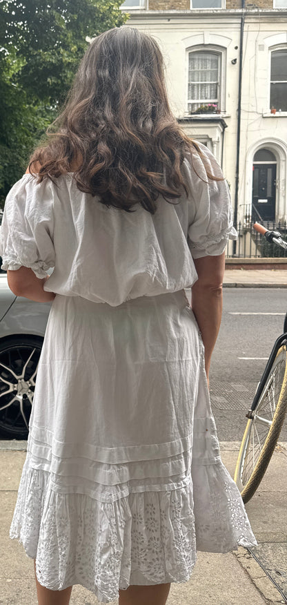 SK VINTAGE BRODERIE COTTON SKIRT