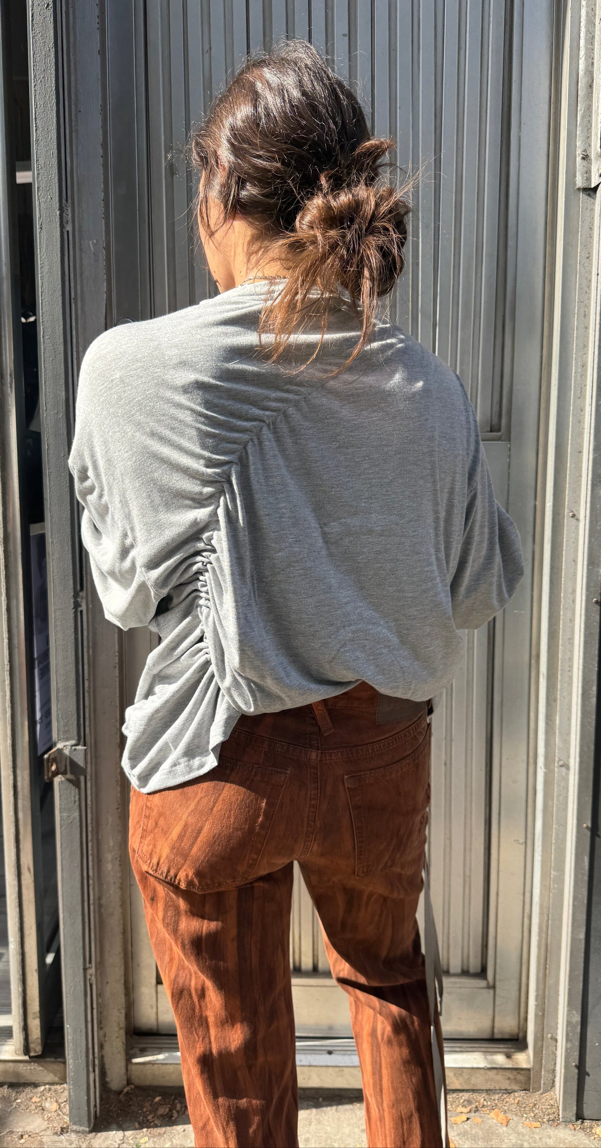 CELESTE BURGOYNE GREY SPIRAL TEE