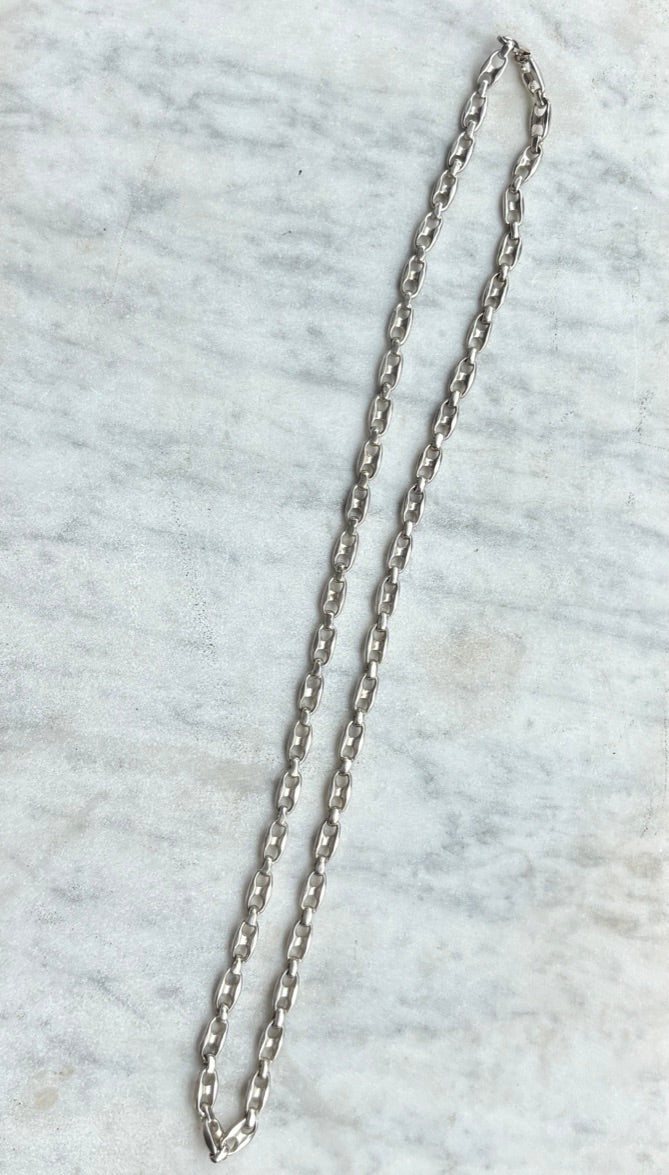 SANCROSANCT 925 SILVER LONG PUFFED MARINER CHAIN