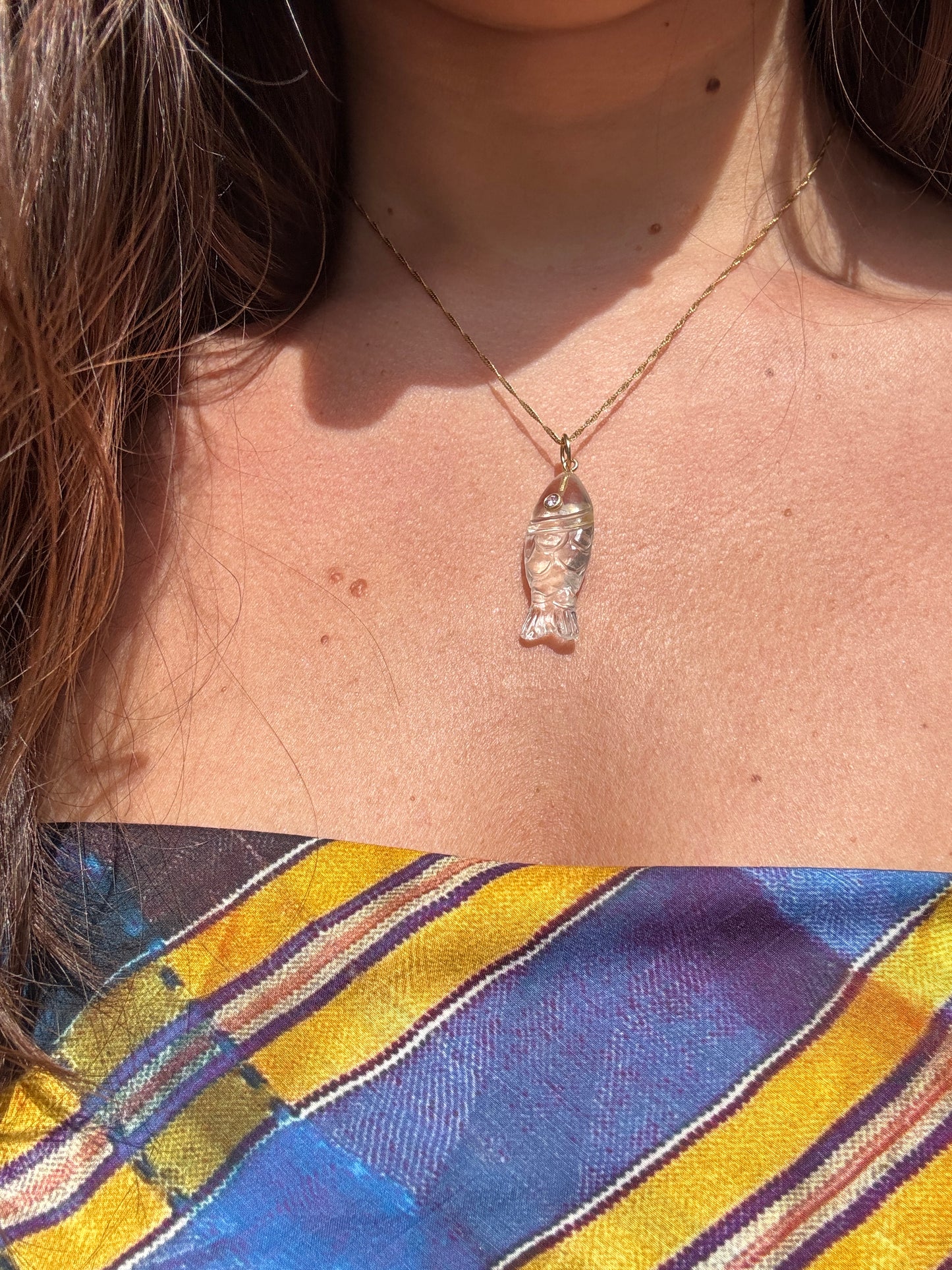 NON NON CLEAR CRYSTAL PINK QUARTZ PENDANT