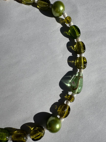 BEADING FOR PALESTINE CHUNKY NECKLACE GREEN