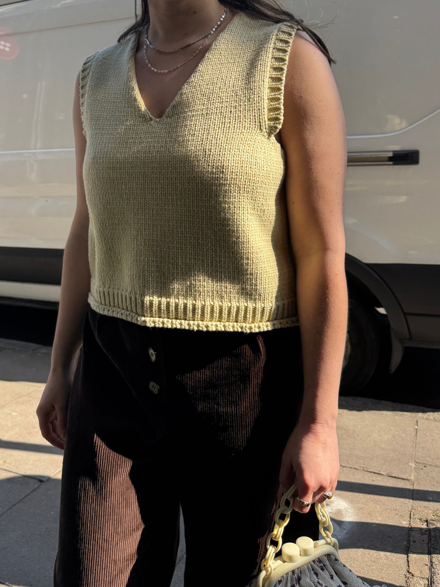 YETTON V NECK PALE GREEN