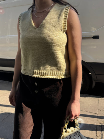 YETTON V NECK PALE GREEN