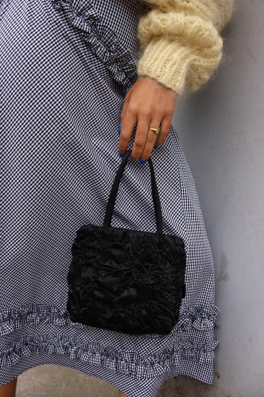 HAI LITTLE SILK RUCHED BAG IN BLACK