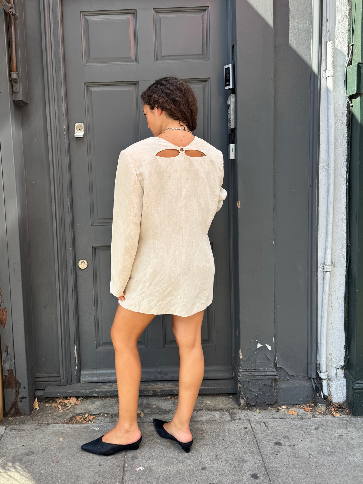 WOLF AND GYPSY 80S CUT-OUT LINEN BLAZER