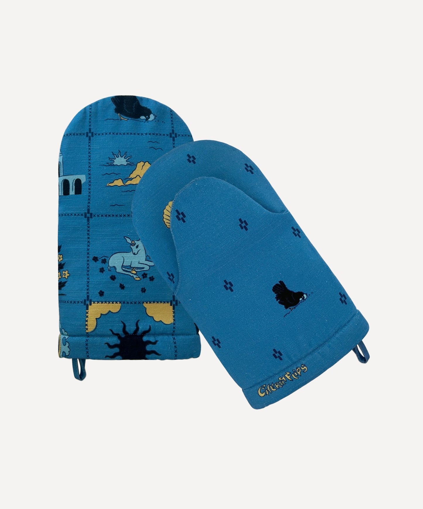 CHERRY FLIPS REWORK OVEN MITT BLUE