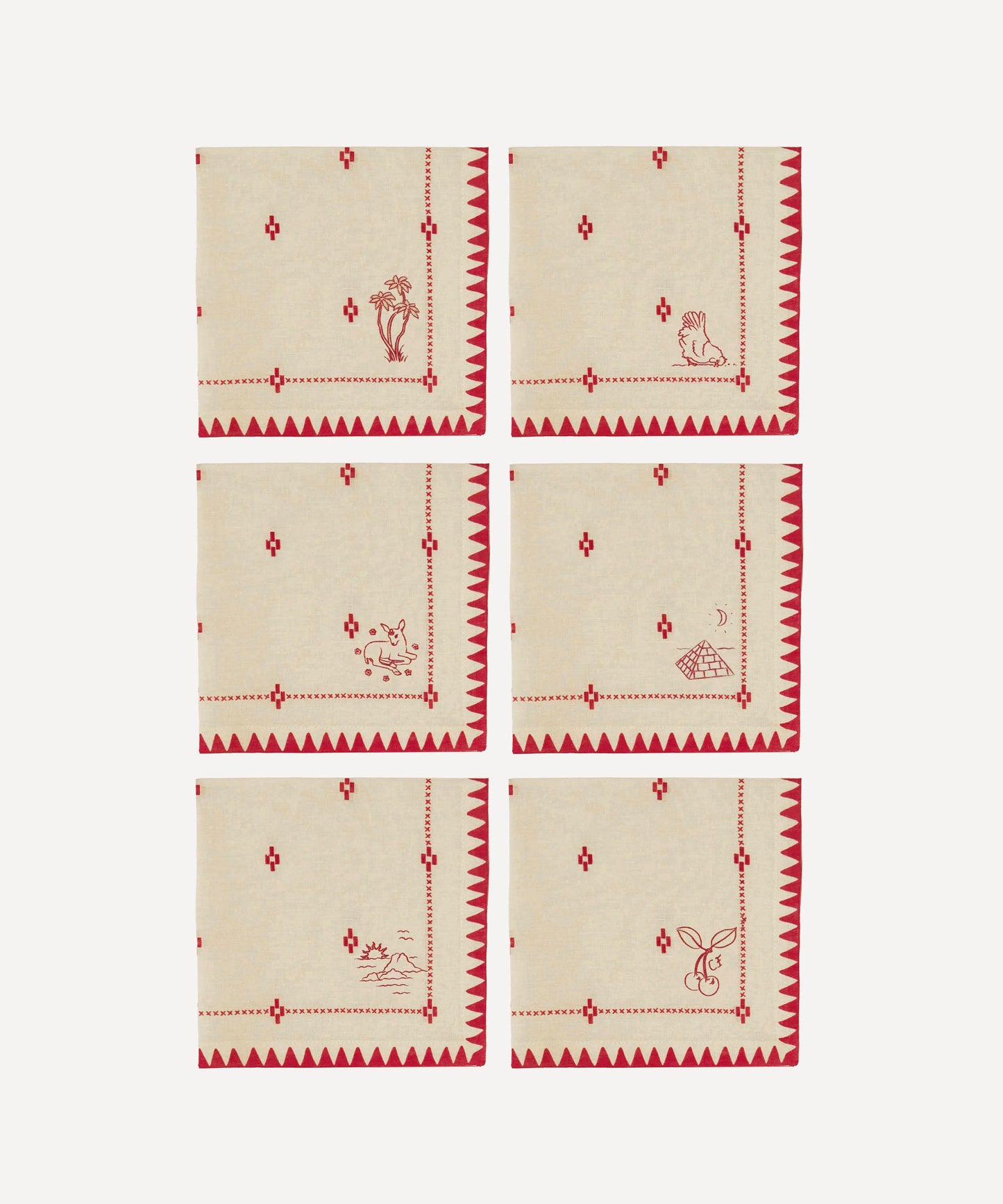 CHERRY FLIPS NAPKIN RED SET OF 6