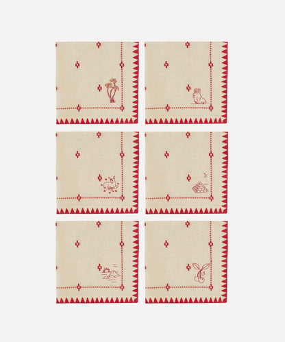 CHERRY FLIPS NAPKIN RED SET OF 6