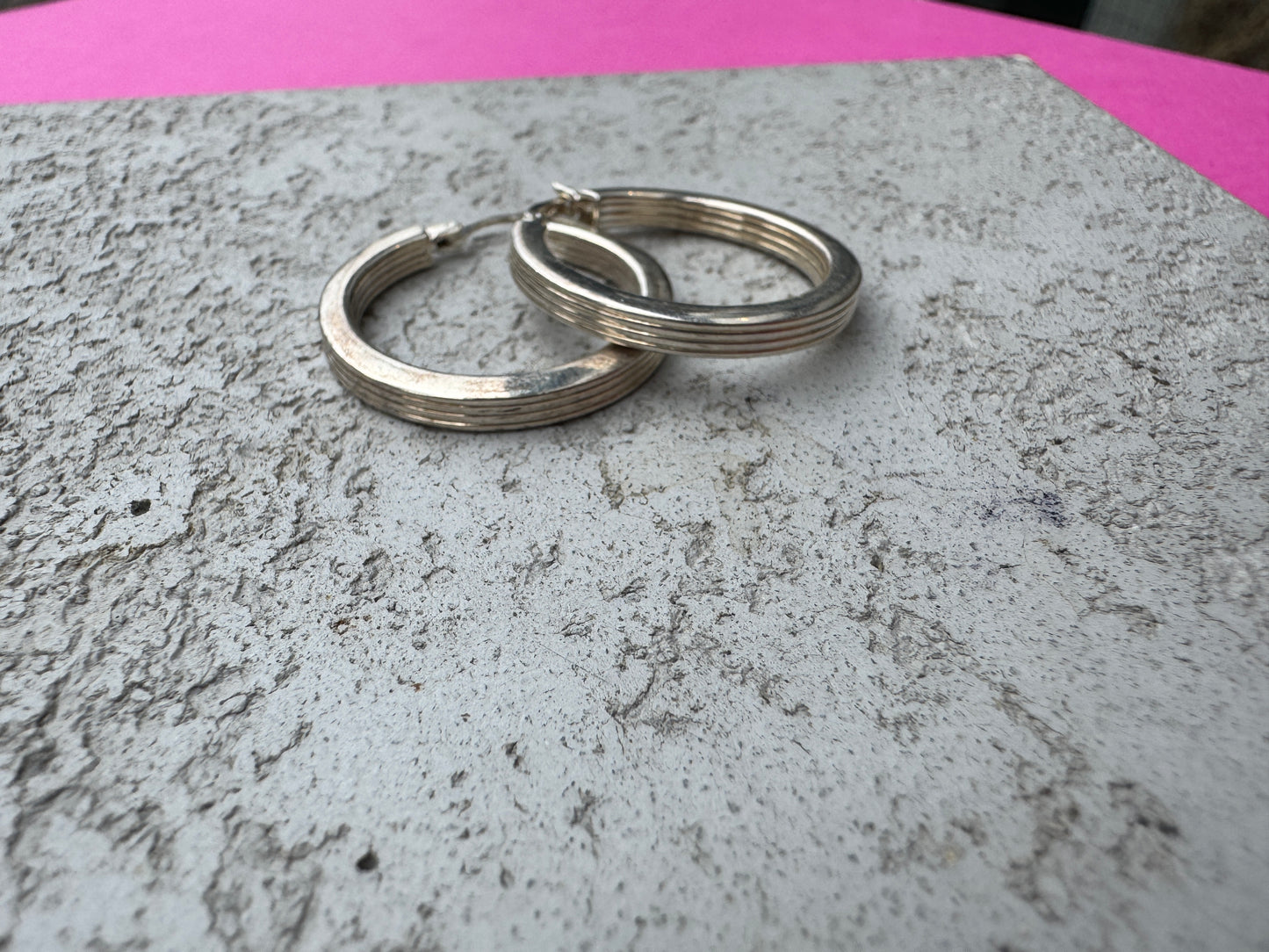 SACROSANCT RIDGED EDGE SILVER HOOPS