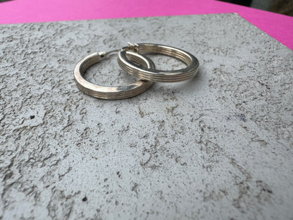 SACROSANCT RIDGED EDGE SILVER HOOPS