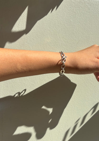 SANCROSANCT 925 SILVER OVAL T-BAR  BRACELET