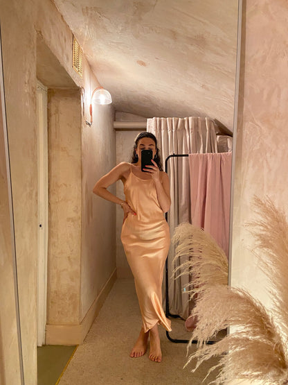 UNURTH PEACH SILK DRESS