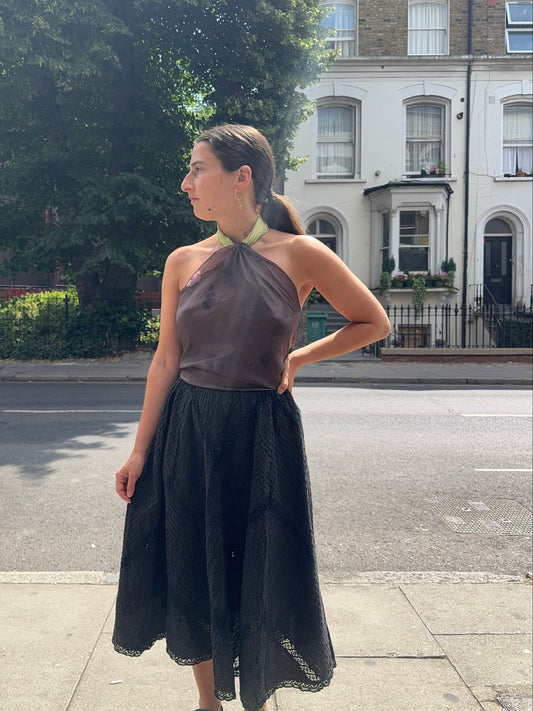 SK VINTAGE 1970S BLACK COTTON SKIRT