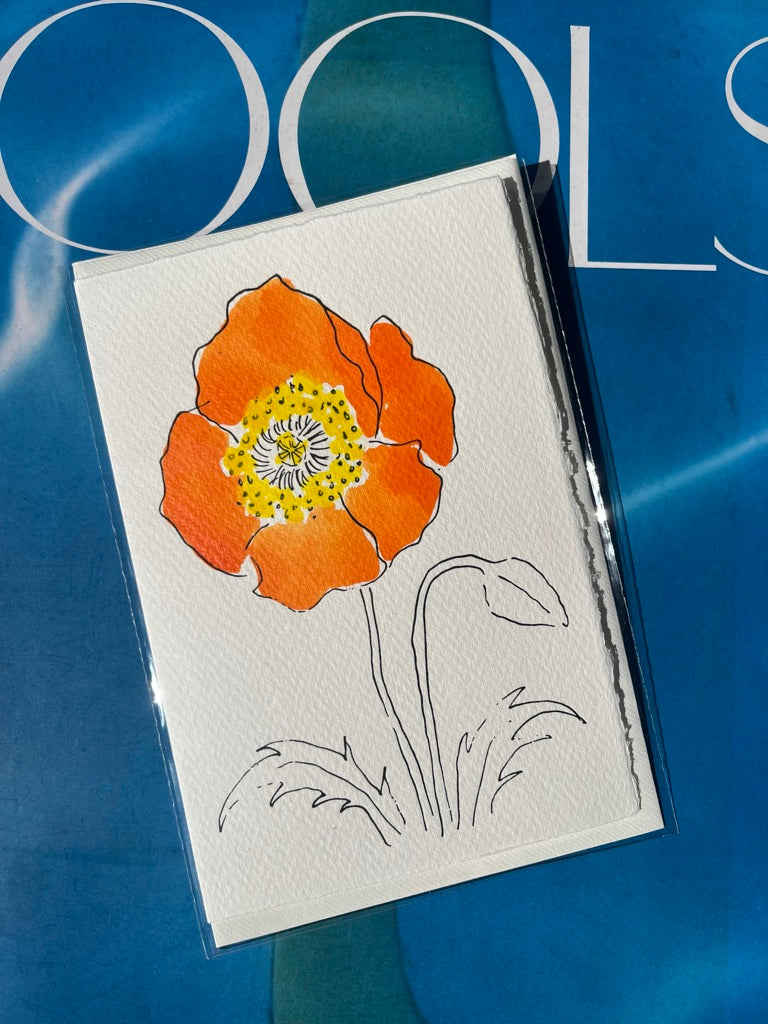 SCRIBBLE AND DAUB ORIENTAL POPPY CARD