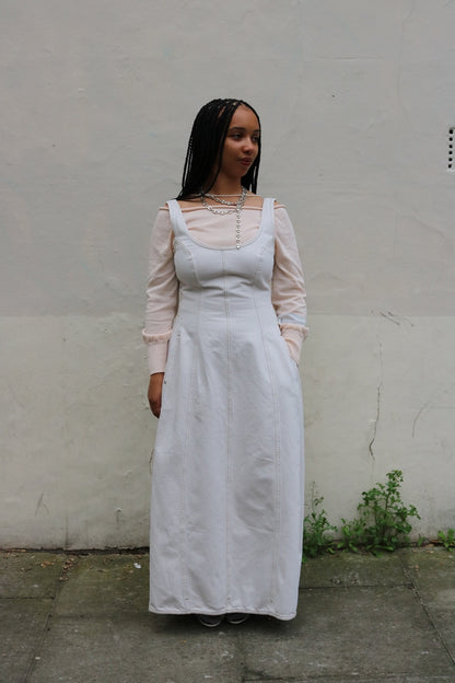 DALA CACOON BUSTIER DENIM DRESS IN SALT