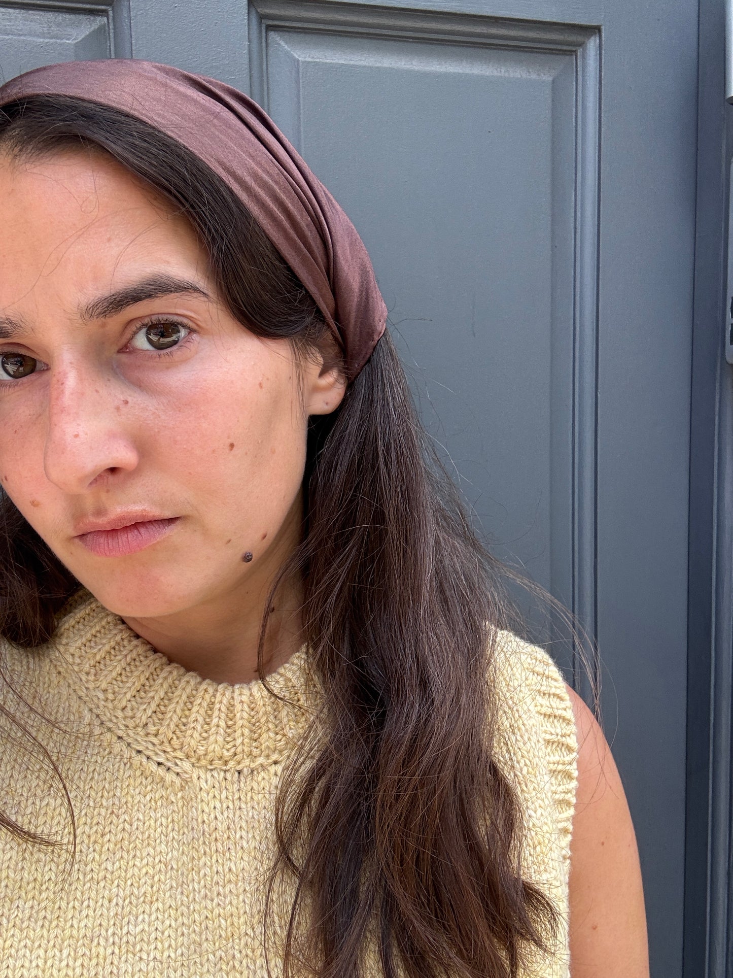 SLOW AND SOW SILK BANDANA BROWN