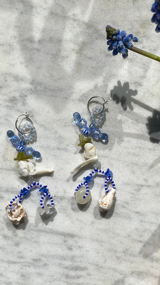 YONA KOHEN BLUE TWIN EARRINGS