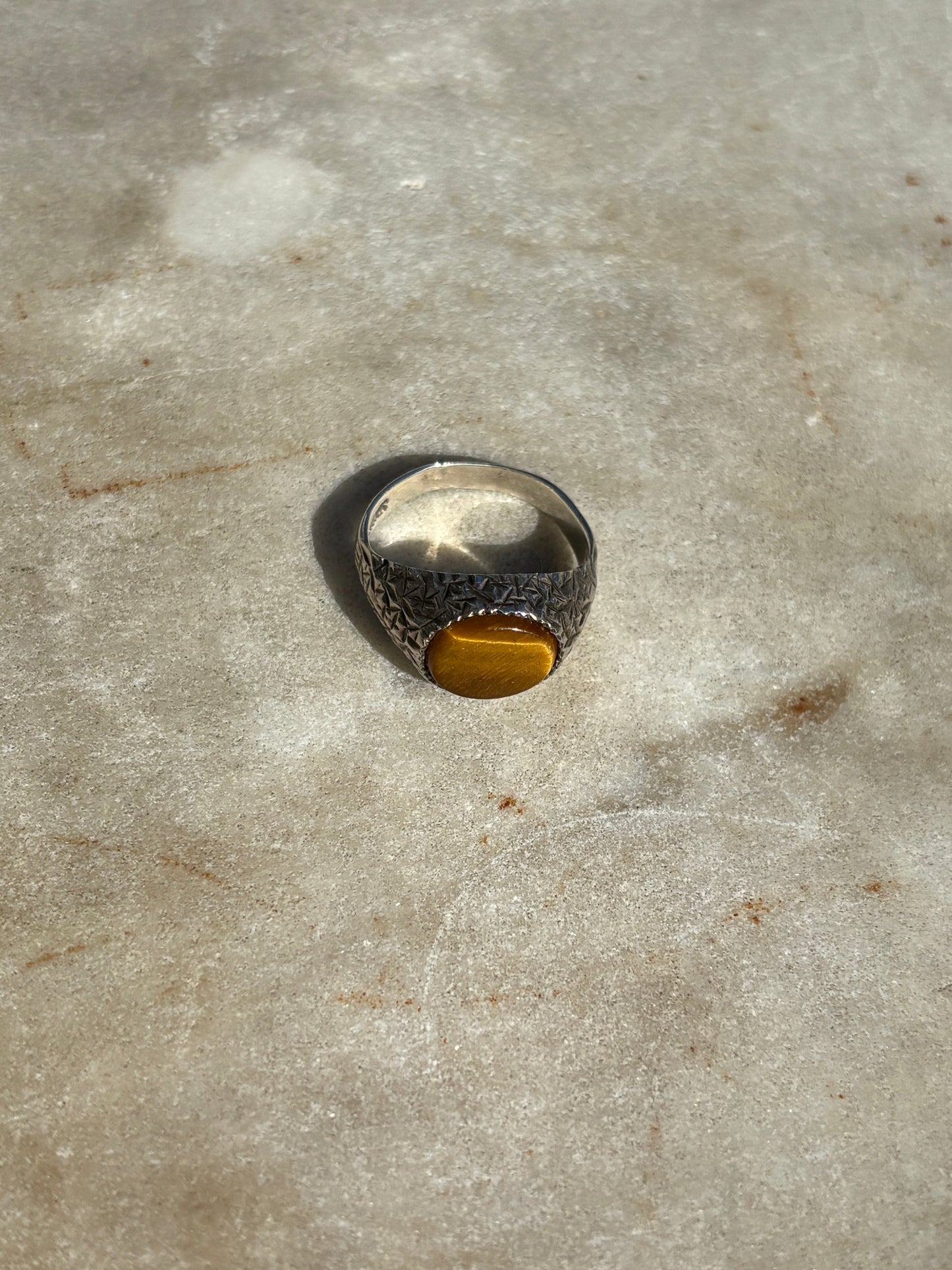 SACROSANCT TEXTURED TIGERS EYE RING