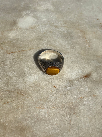 SACROSANCT TEXTURED TIGERS EYE RING