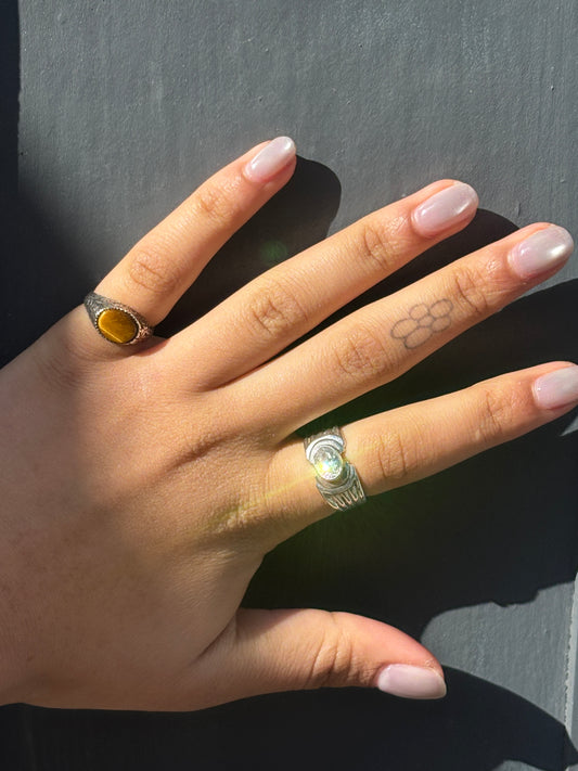 SACROSANCT TEXTURED TIGERS EYE RING