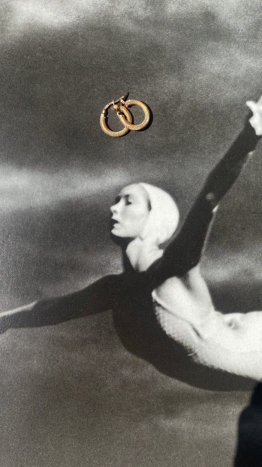 9CT MINI TEXTURED GOLD HOOP EARRINGS