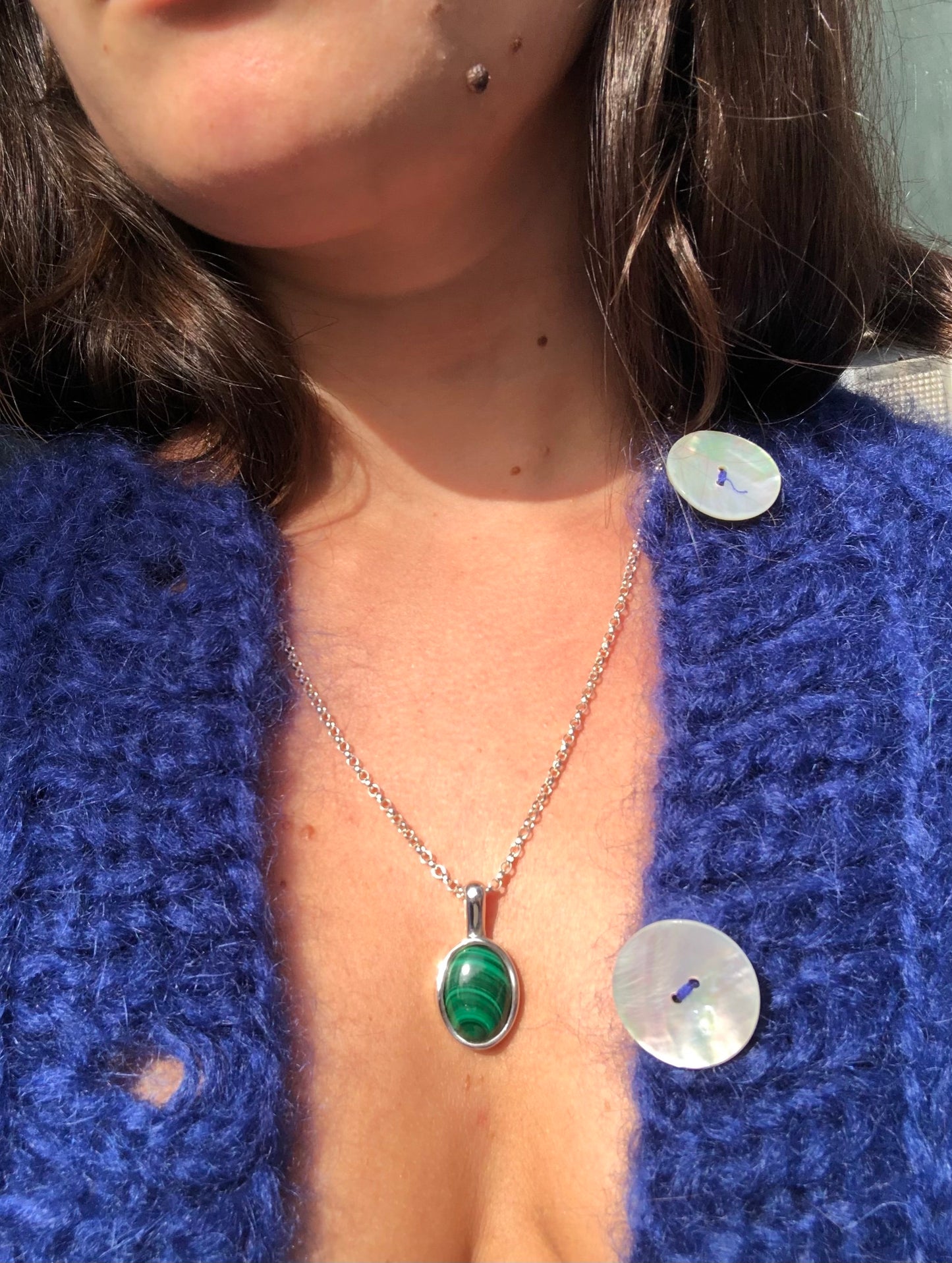 CAROLINA DE BARROS FIGURA NECKLACE GREEN AND SILVER