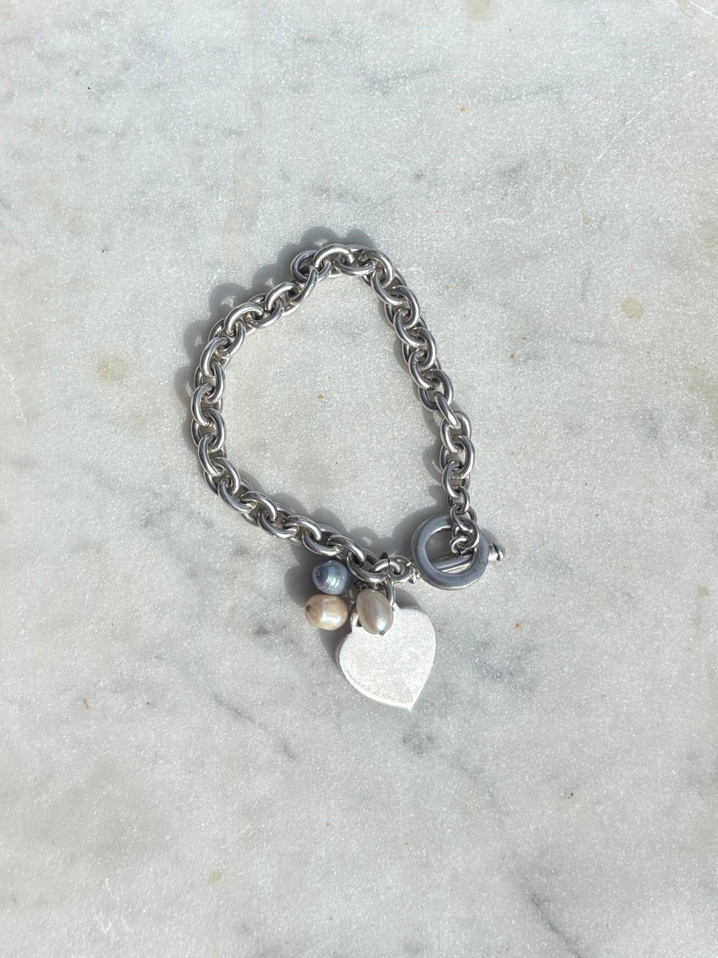 SACROSANCT HEART AND PEARL CHARM BRACELET