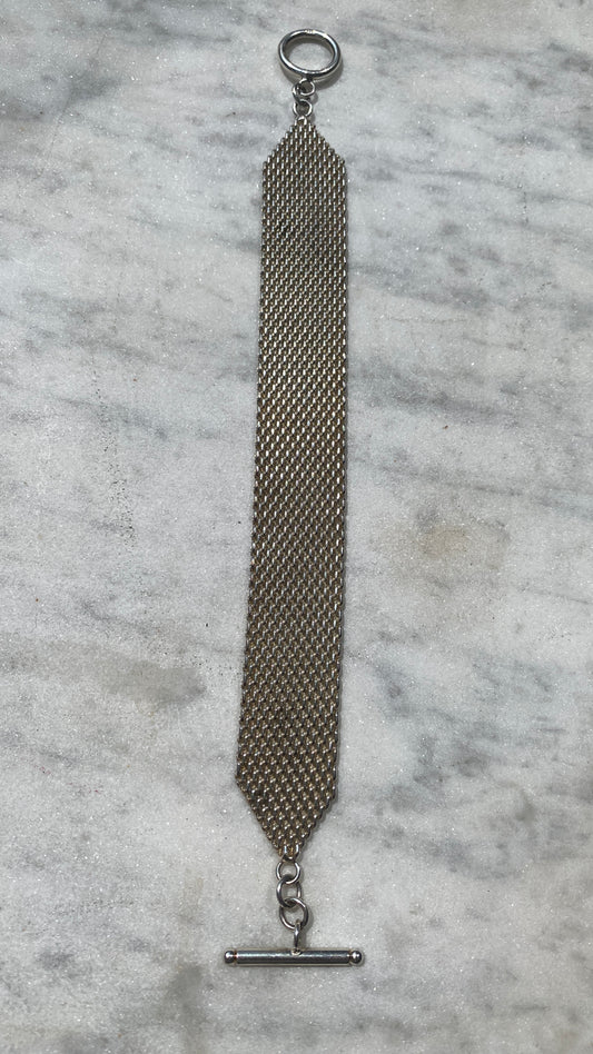 SACROSANCT SILVER WIDE WATCH CHAIN WITH T-BAR FASTENING