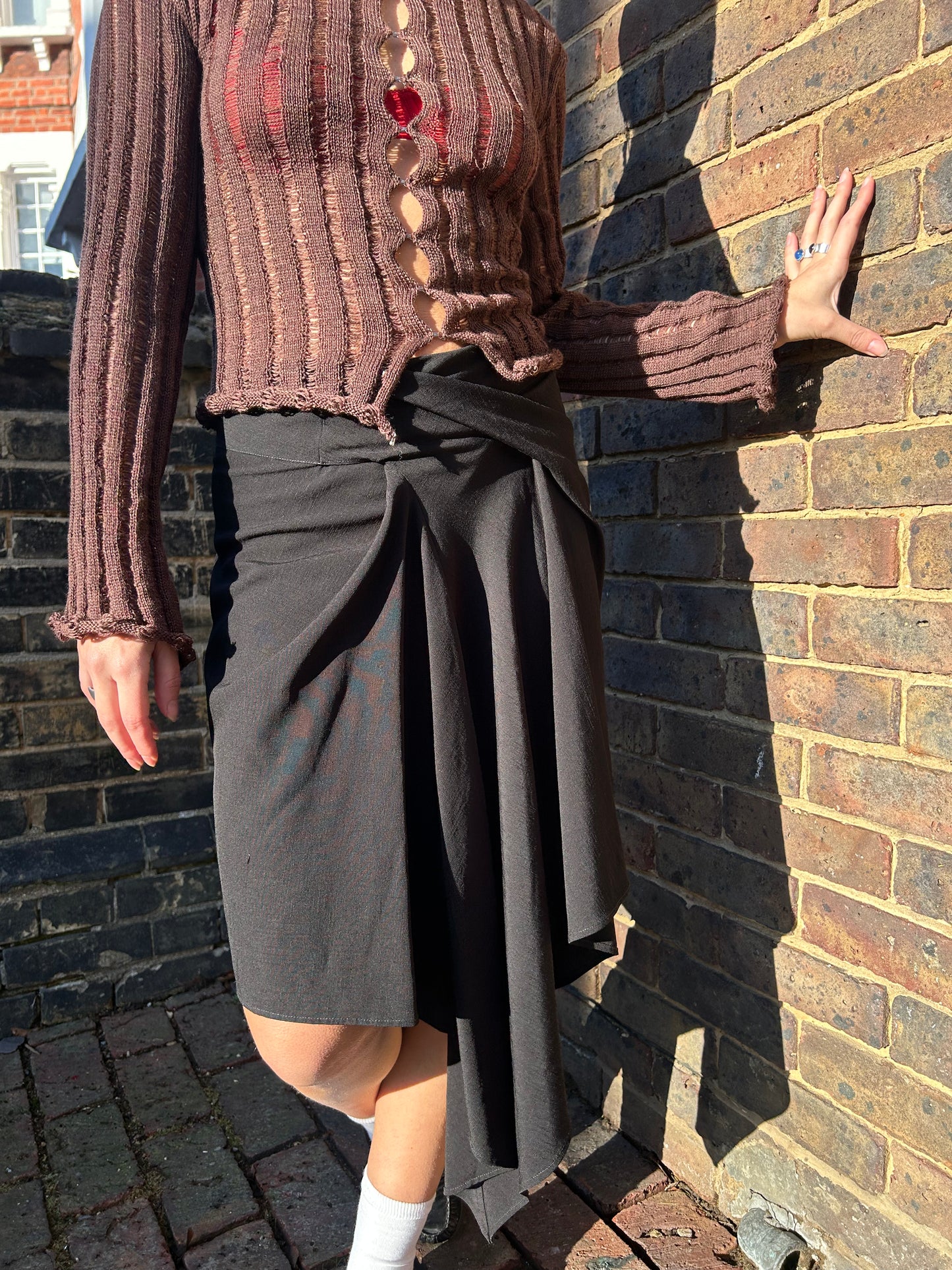 YIBRI ASYMMETRICAL TWISTED KNOT SKIRT