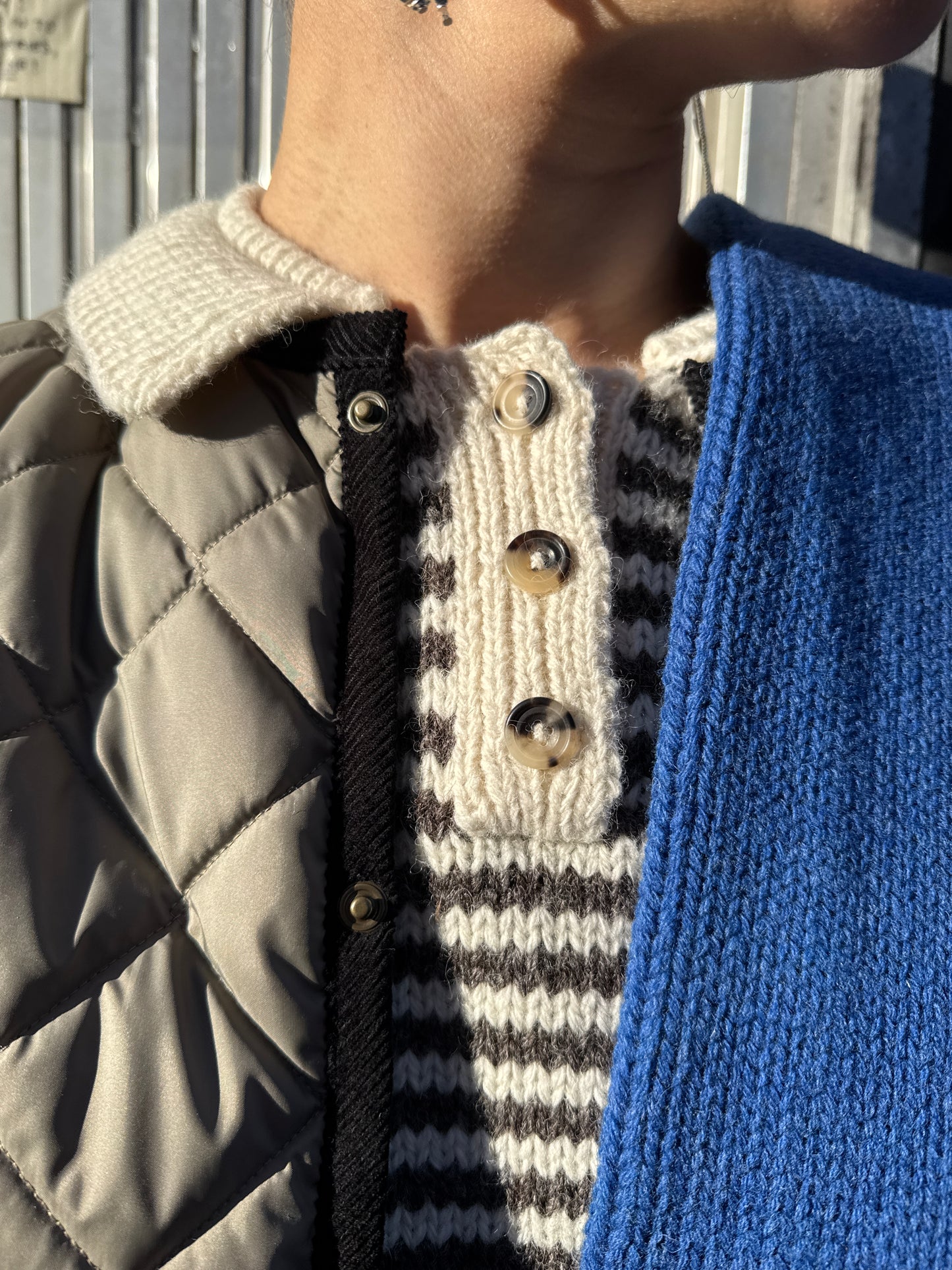 YETTON POLO WITH COLLAR GREY AND CREAM