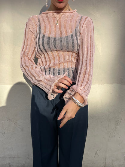 SOHER LONG SLEEVE KNIT TOP PINK