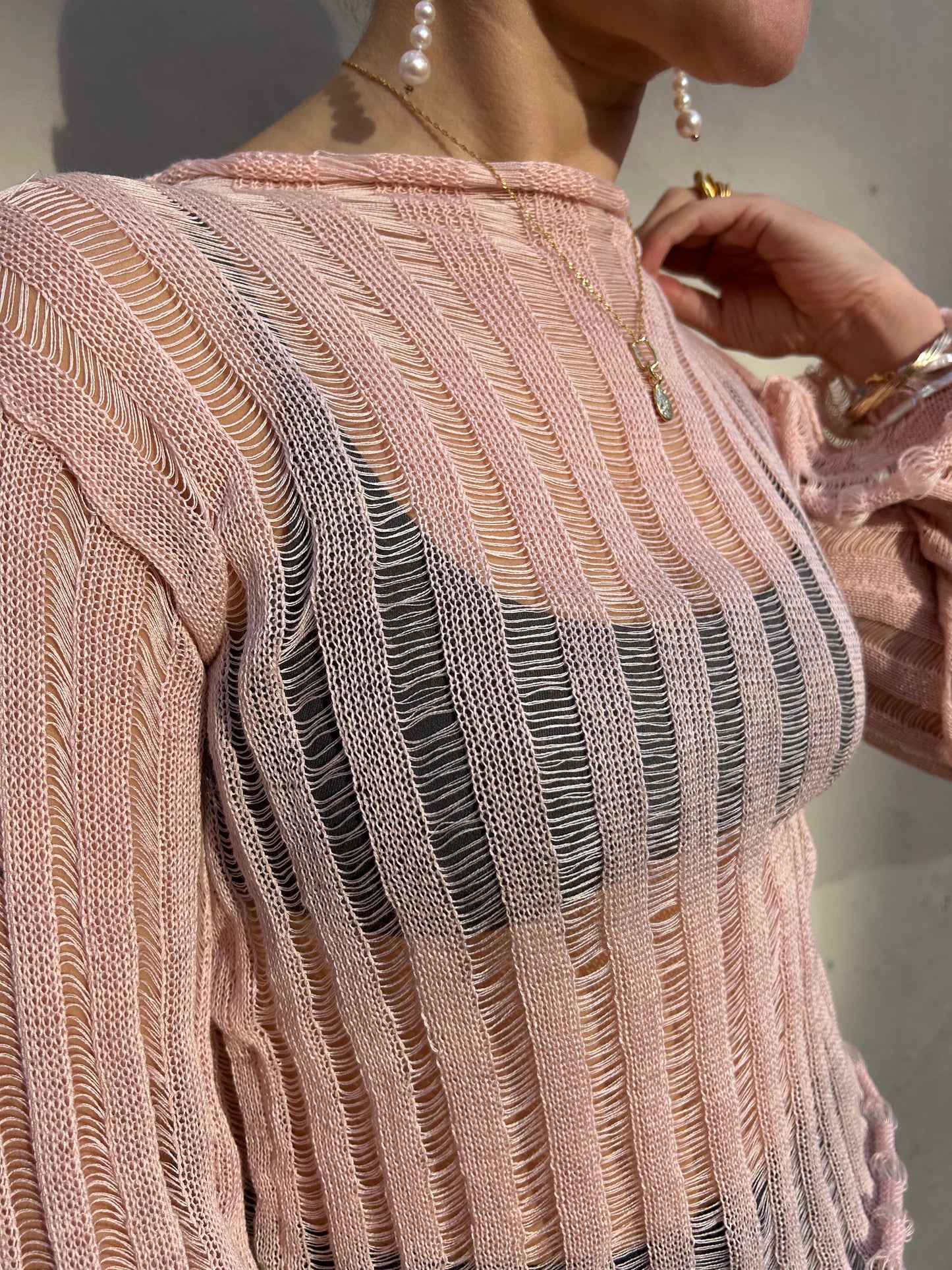 SOHER LONG SLEEVE KNIT TOP PINK