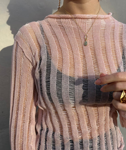 SOHER LONG SLEEVE KNIT TOP PINK