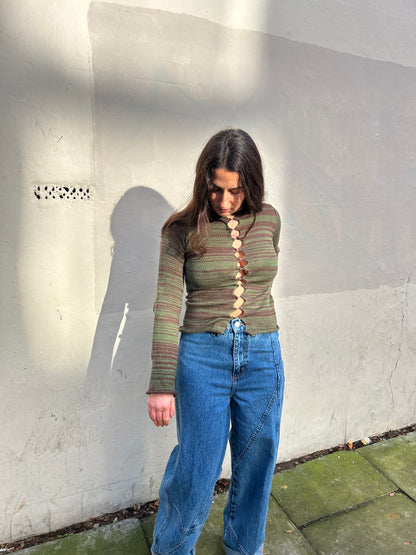 SOHER CARDIGAN GREEN & BROWN