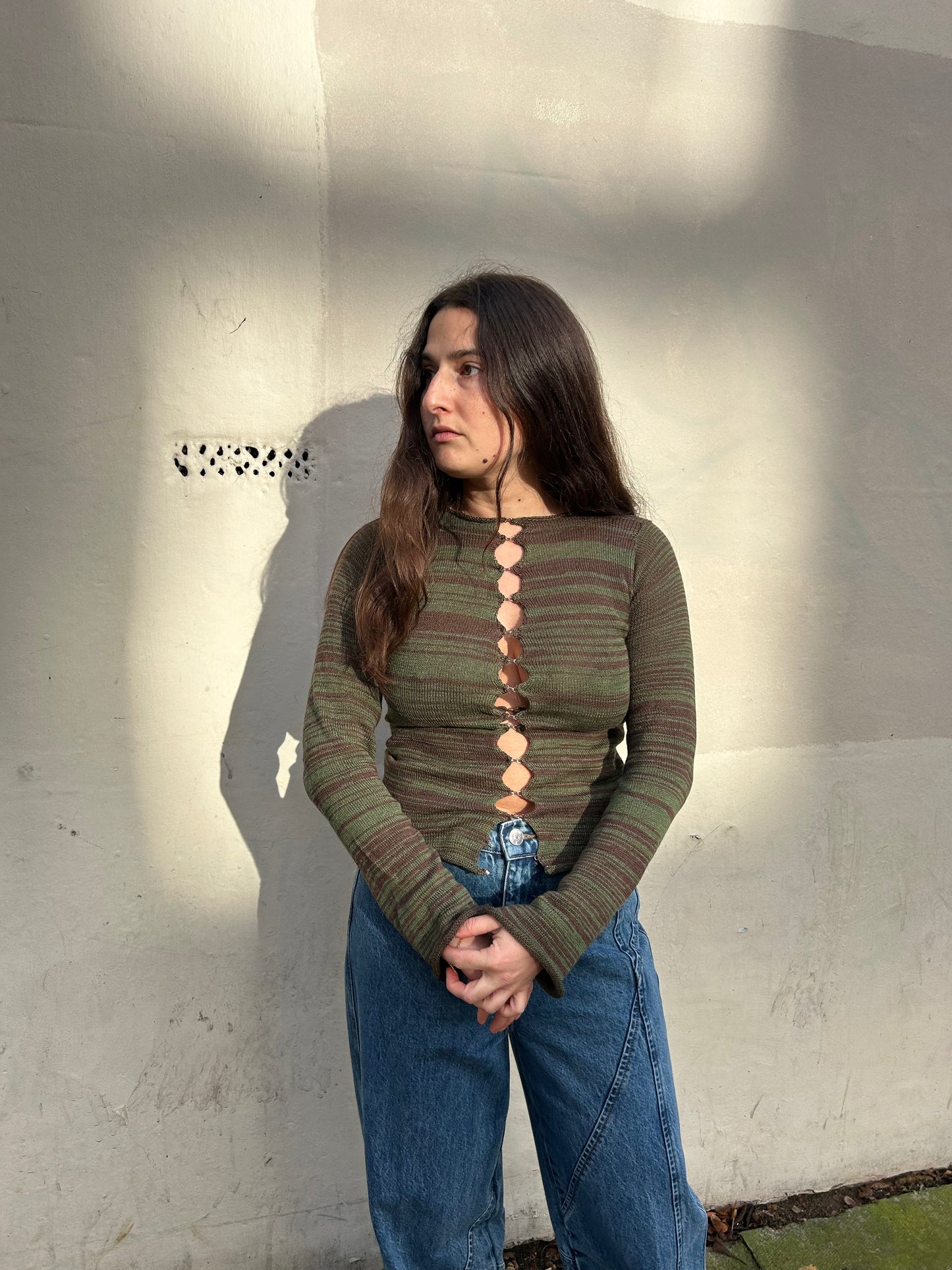 SOHER CARDIGAN GREEN & BROWN