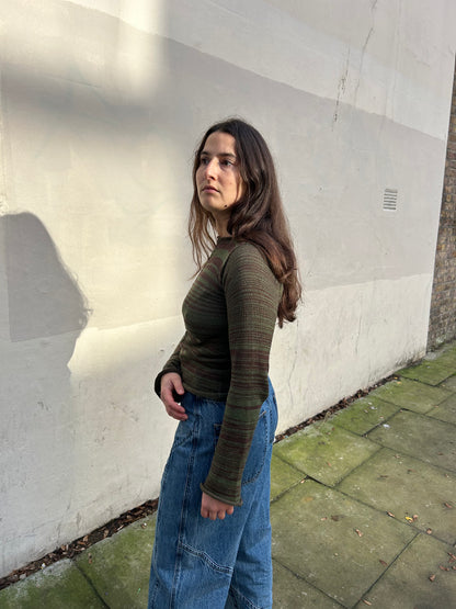 SOHER CARDIGAN GREEN & BROWN