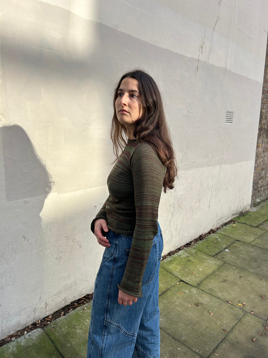 SOHER CARDIGAN GREEN & BROWN