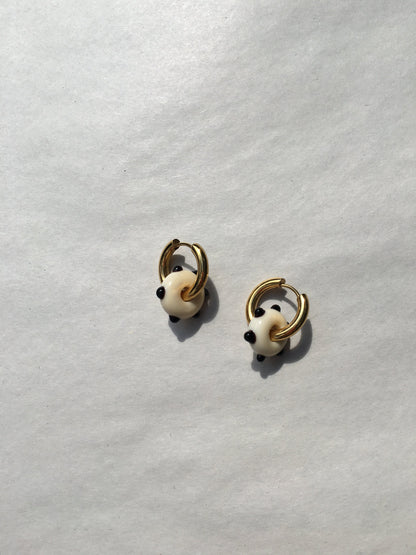 SANDRA ALEXANDRA FRUIT LOOP EARRINGS IVORY & BLACK