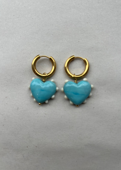 SANDRA ALEXANDRA MILAGROS HEART EARRINGS TURQUOISE